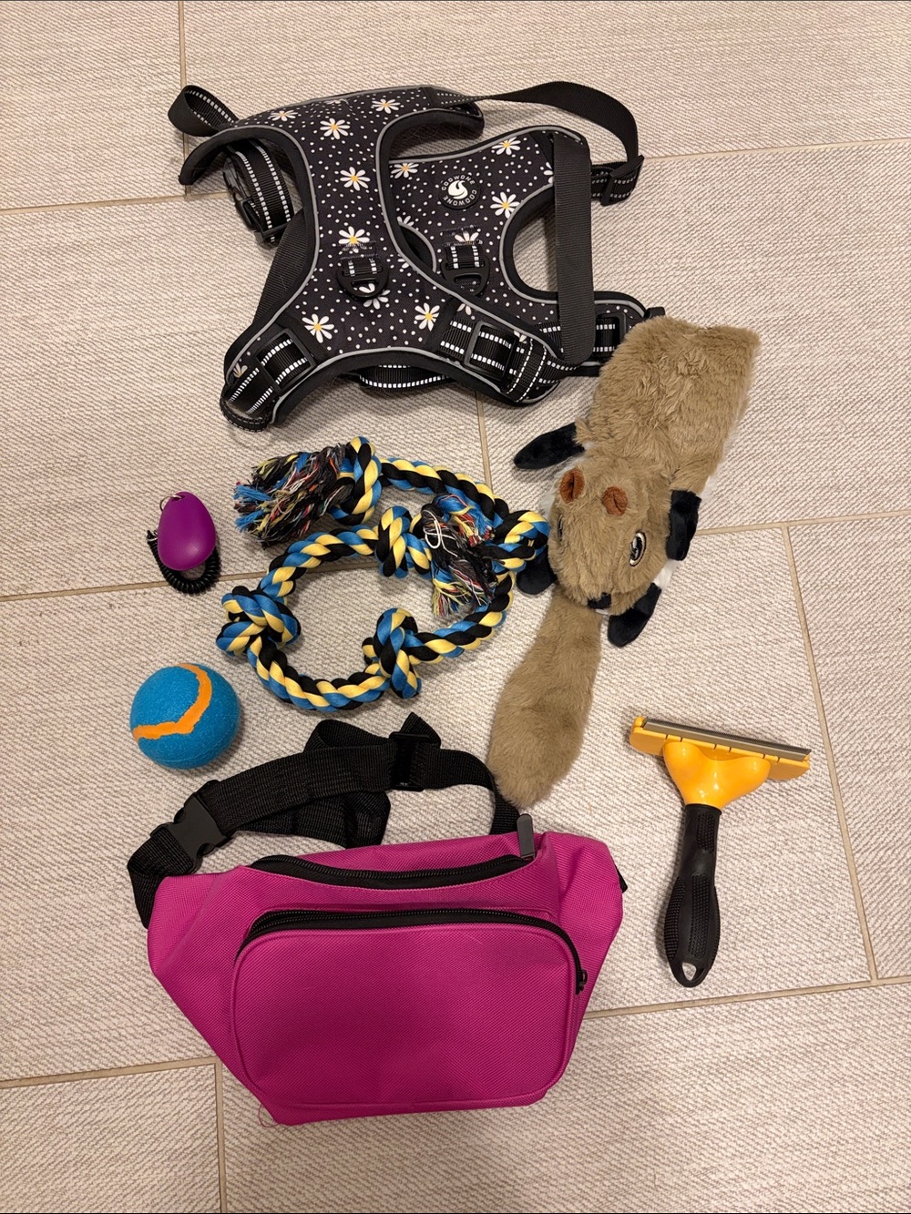 Barely Used —> New : Dog Bundle: Toys, Harness, and FURminator